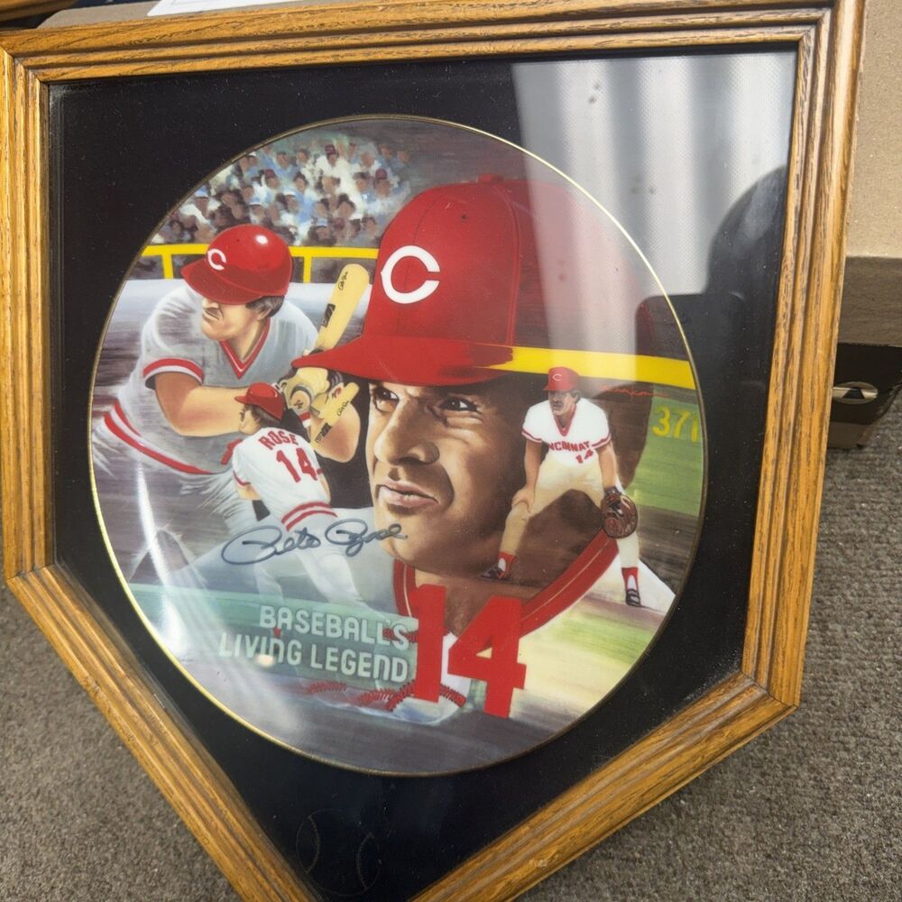 Pete Rose Autographed Plate "Baseball’s Living Legend” In Home Plate Shadow Box
